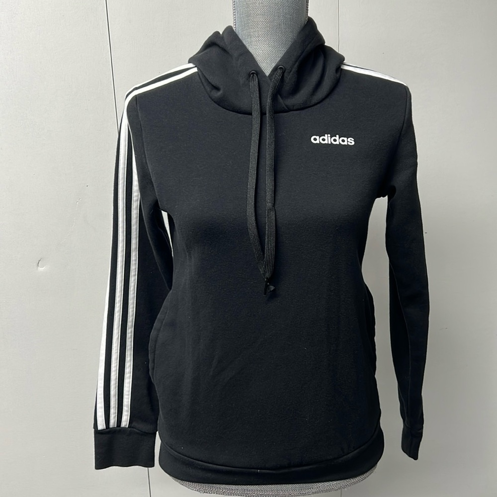 Adidas brand black and white long sleeve hoodie.